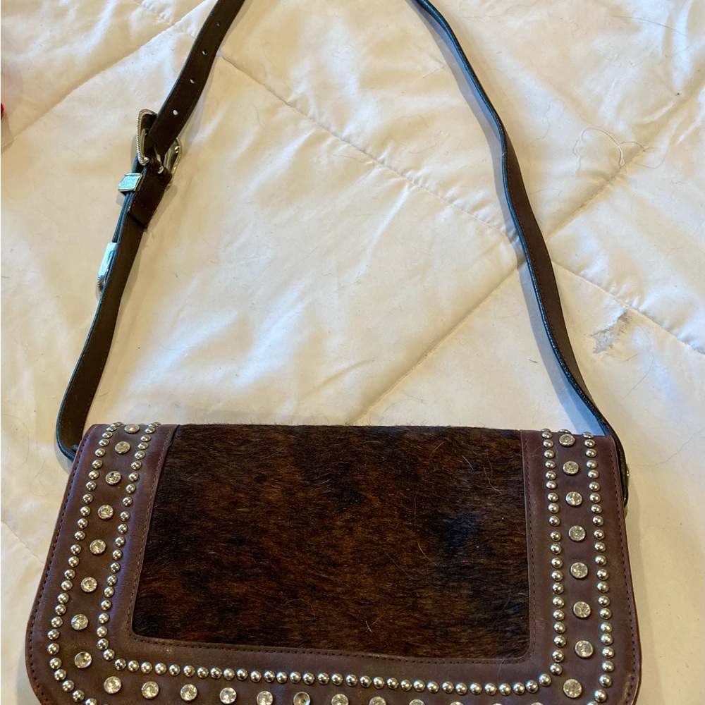 Brown Leather Studded Women's gorgeous cowhide purse